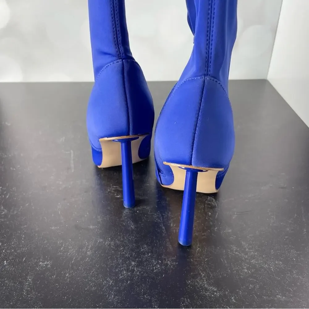 Steve Madden Vivee Womens Sequin Evening Over-The-Knee Boots Blue Sz 7